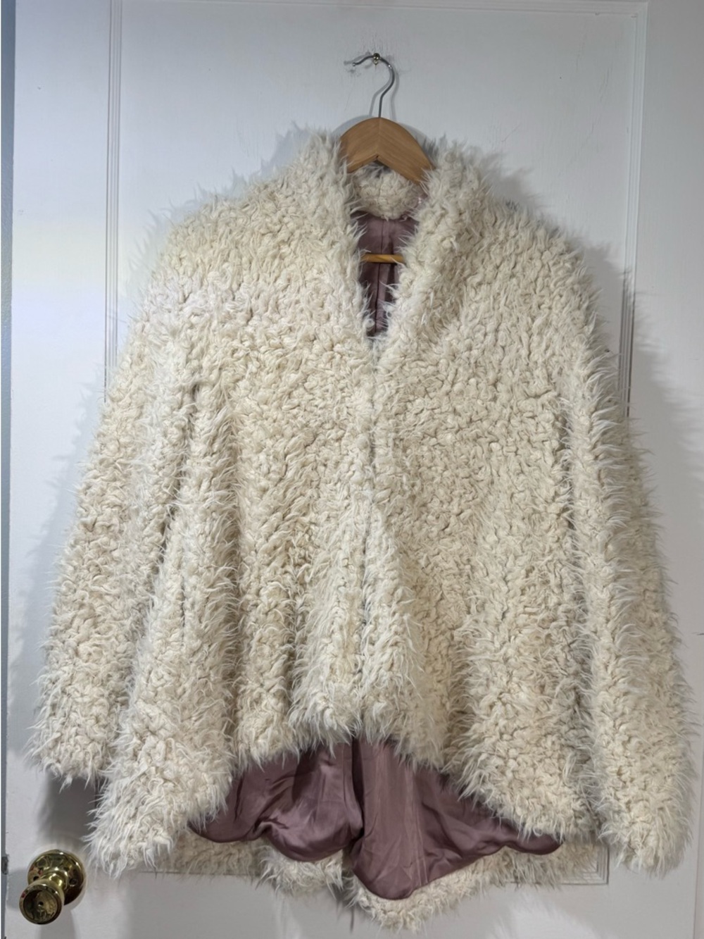 Free People Cozy Cream Faux Fur Jacket - Women's Shag Coat